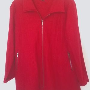 Deep Red walking length sweater. 100% Wool sz XL